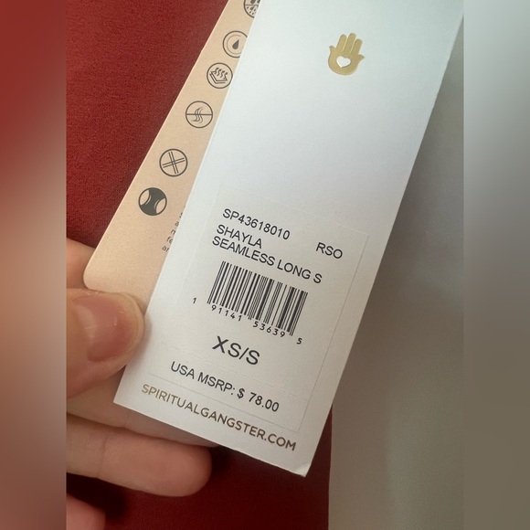 Spiritual Gangster Anthropology Long Sleeve Rust Crop Top XS/S Yoga Pilates NWT - Picture 5 of 6